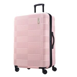 New 28" American Tourister NXT Luggage Hardside Checked Spinner Suitcase in Pink